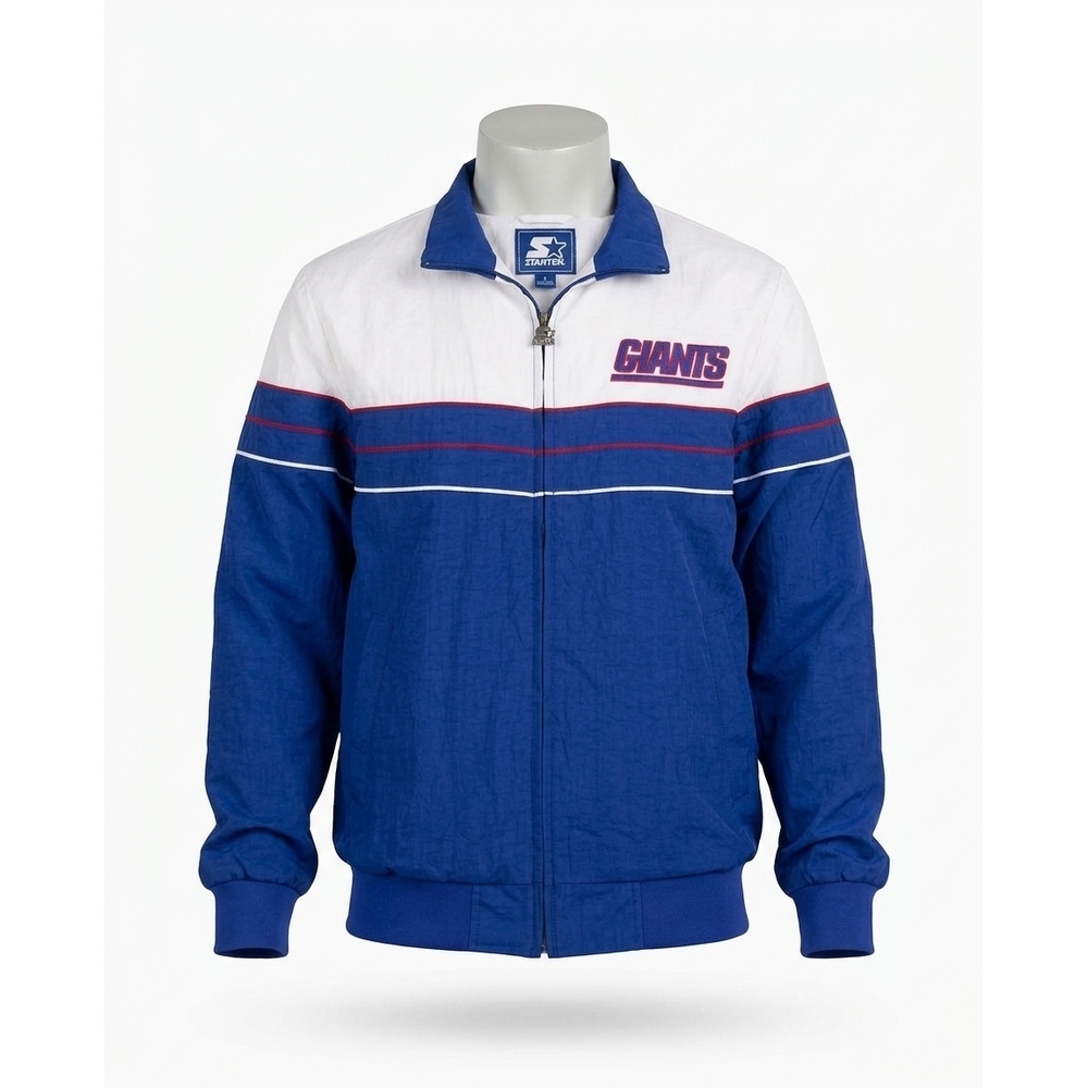NEW STARTER men's new york giants nylon full-zip jacket in blue